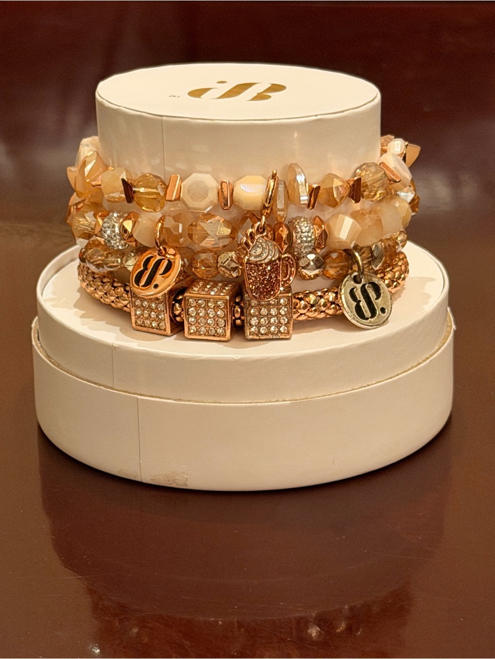 Bomb Party NWT “Hot Cocoa on Christmas”Bracelet Set Rose Gold - Picture 2 of 13